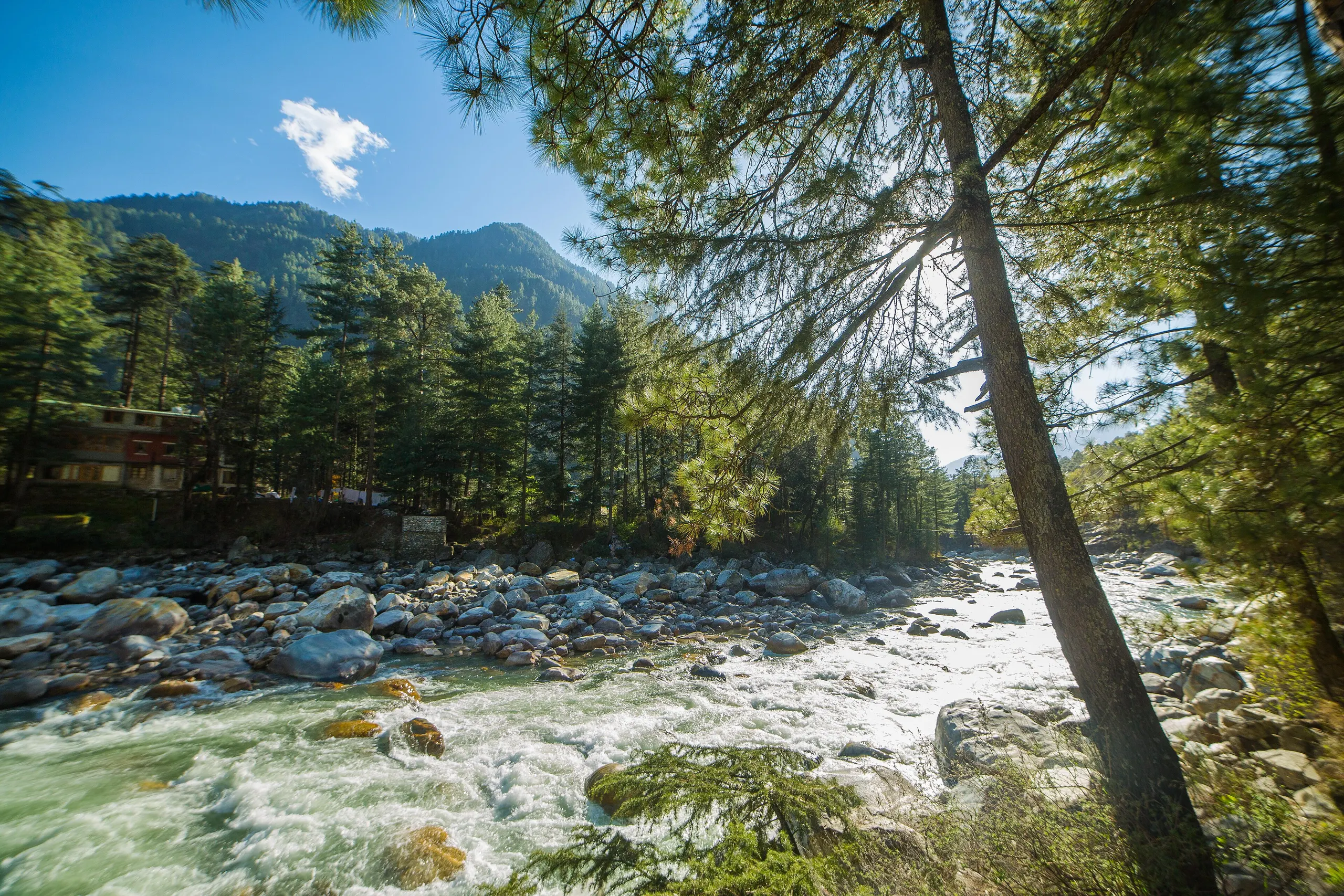 Kasol — The Fast Flowing Parvati River on the banks of Kasol, Himachal Pradesh