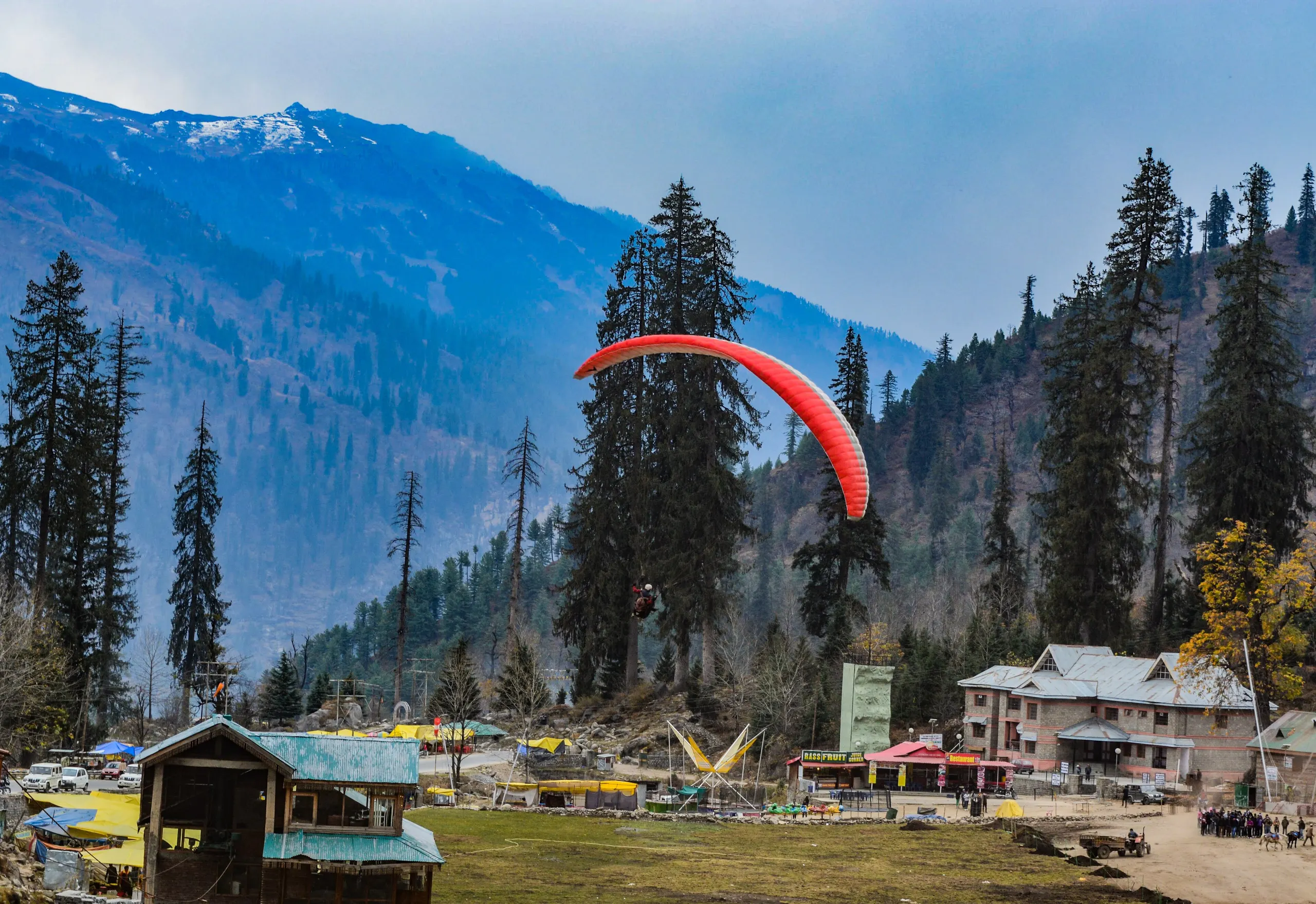 Manali — Paragliders at Solang Valley, Manali